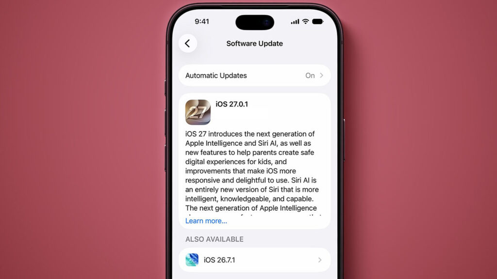 Apple invite les utilisateurs à mettre à jour vers ios 27